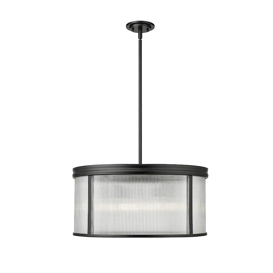 Z-Lite Carnaby 6 Light Chandelier, Matte Black/Clear Ribbed - 7504P24-MB