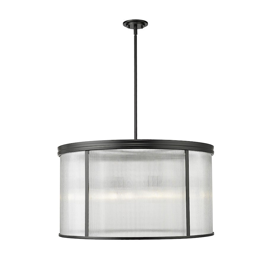 Z-Lite Carnaby 9 Light Chandelier, Matte Black/Clear Ribbed - 7504P32-MB