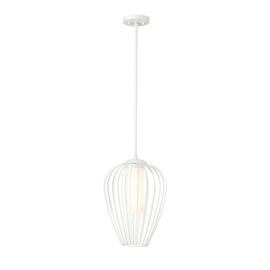 Z-Lite Savanti 1 Light Pendant, Textured White/White Opal - 7507-12TW