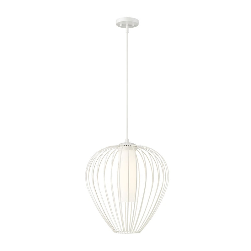 Z-Lite Savanti 1 Light 18" Pendant, Textured White/White Opal - 7507-18TW