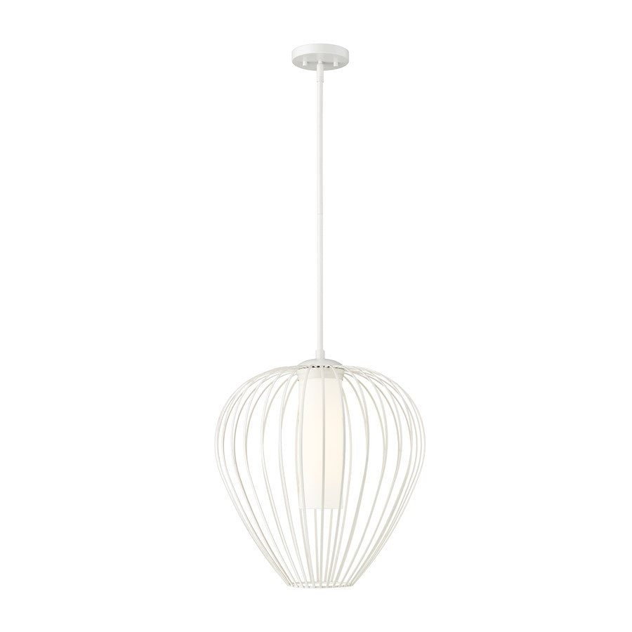 Z-Lite Savanti 1 Light 18" Pendant, Textured White/White Opal - 7507-18TW