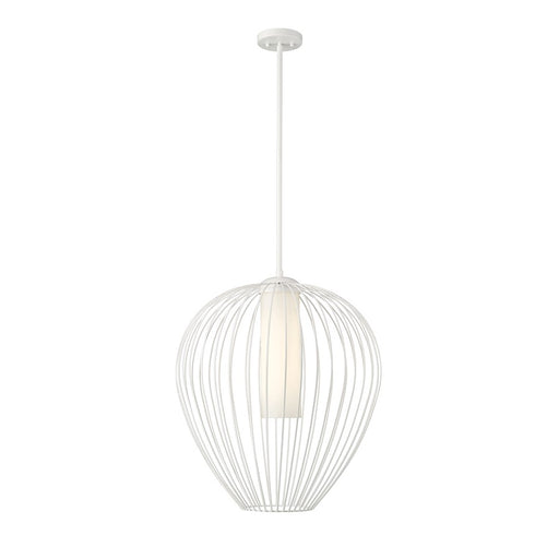 Z-Lite Savanti 1 Light 22" Pendant, Textured White/White Opal - 7507-22TW