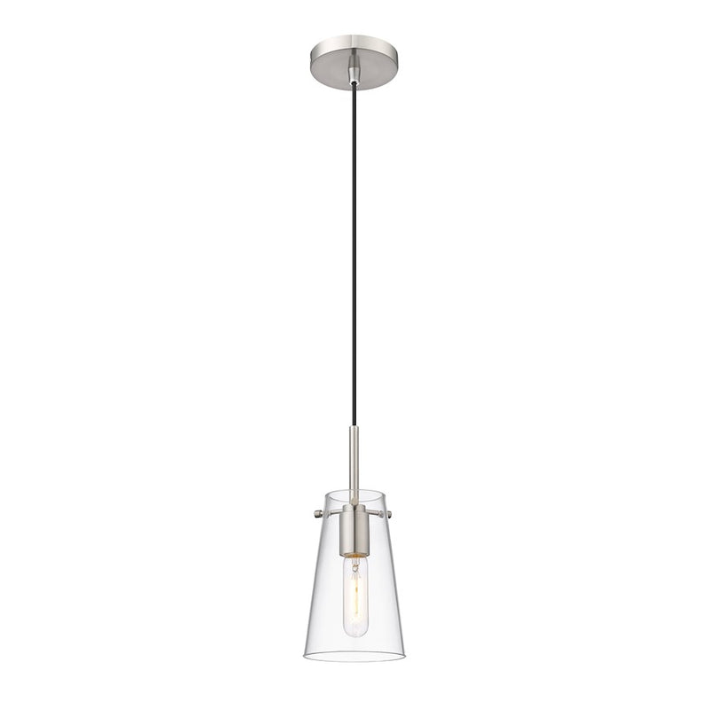 Z-Lite Kira 1 Light 5" Pendant, Brushed Nickel/Clear - 7508MP-BN