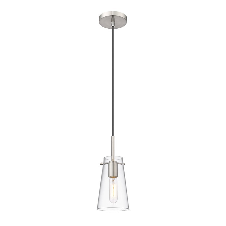 Z-Lite Kira 1 Light 5" Pendant, Brushed Nickel/Clear - 7508MP-BN