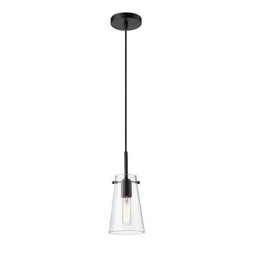 Z-Lite Kira 1 Light 5" Pendant, Matte Black/Clear - 7508MP-MB