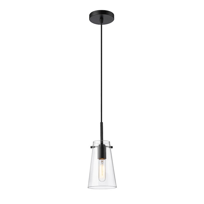 Z-Lite Kira 1 Light 5" Pendant, Matte Black/Clear - 7508MP-MB