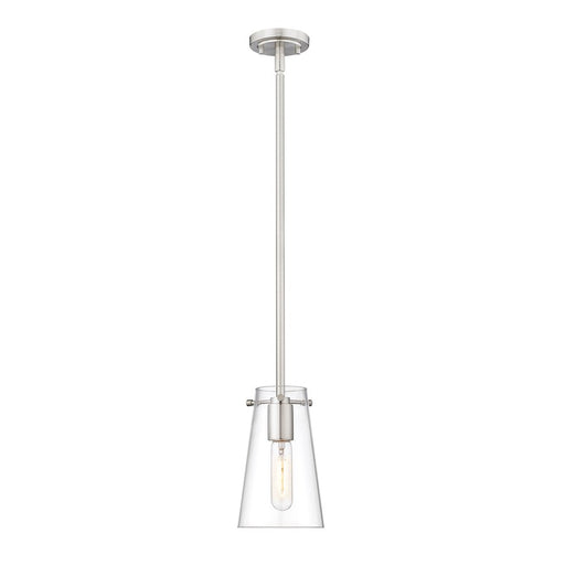 Z-Lite Kira 1 Light 5" Pendant, Brushed Nickel/Clear/Rod - 7508MP-ROD-BN