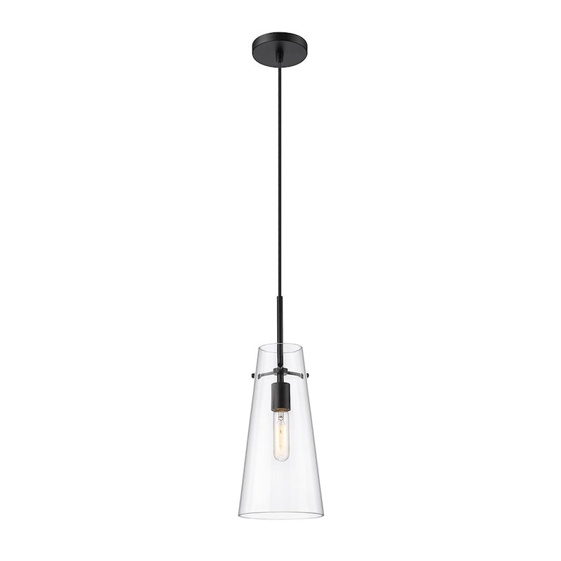Z-Lite Kira 1 Light 7" Pendant, Matte Black/Clear - 7508P-MB
