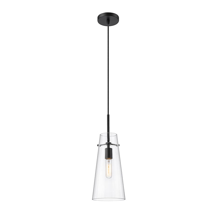 Z-Lite Kira 1 Light 7" Pendant, Matte Black/Clear - 7508P-MB