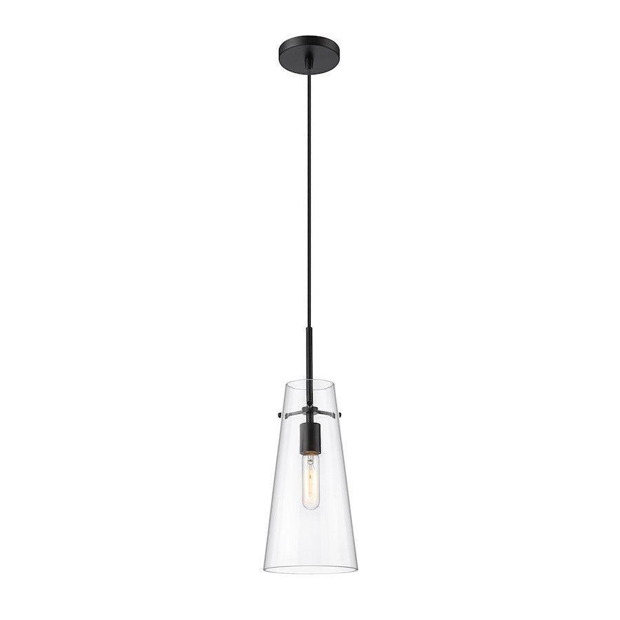 Z-Lite Kira 1 Light 7" Pendant, Matte Black/Clear - 7508P-MB