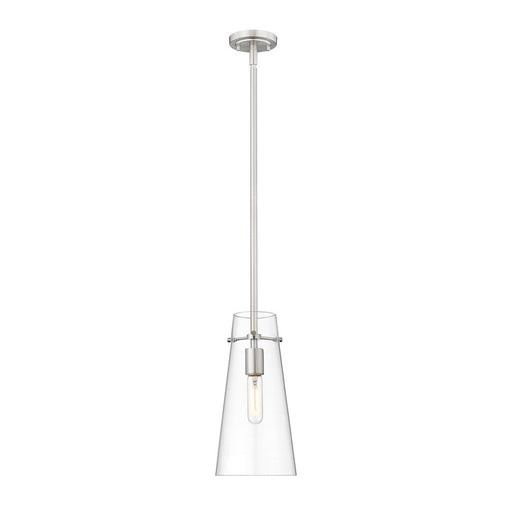 Z-Lite Kira 1 Light 7" Pendant, Brushed Nickel/Clear/Rod - 7508P-ROD-BN