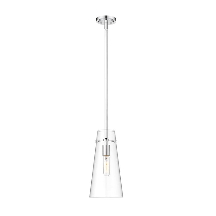 Z-Lite Kira 1 Light 7" Pendant, Chrome/Clear/Rod - 7508P-ROD-CH