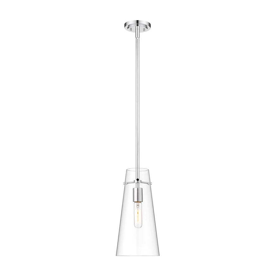 Z-Lite Kira 1 Light 7" Pendant, Chrome/Clear/Rod - 7508P-ROD-CH