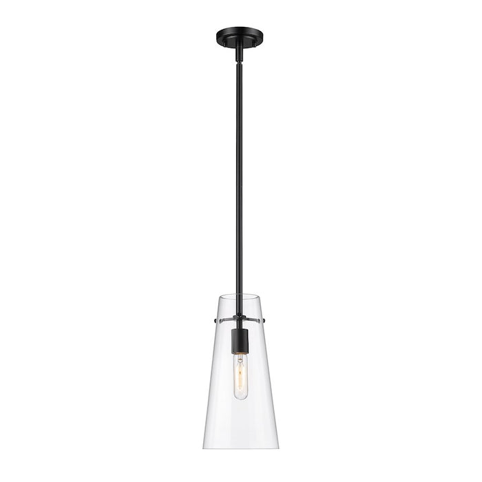 Z-Lite Kira 1 Light 7" Pendant, Matte Black/Clear/Rod - 7508P-ROD-MB