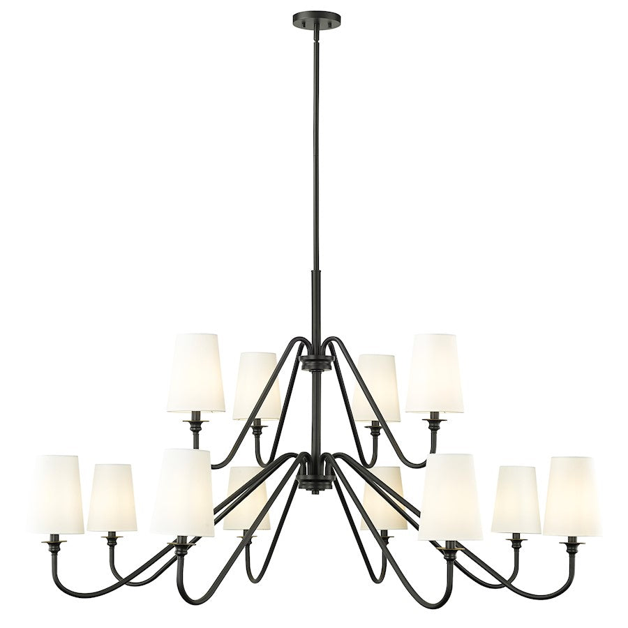 Z-Lite Gianna 12 Light Chandelier, Matte Black/White - 7509-12-60MB