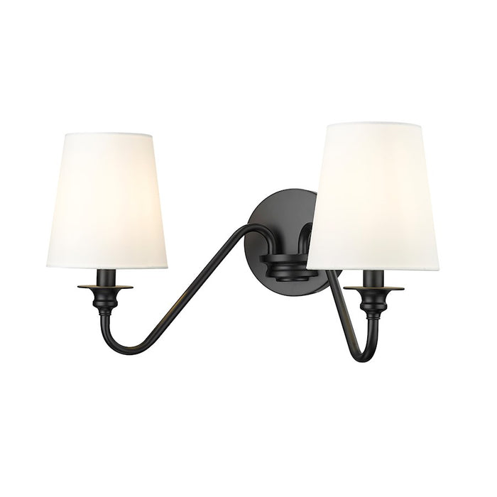 Z-Lite Gianna 2 Light Wall Sconce, Matte Black/White - 7509-2S-MB