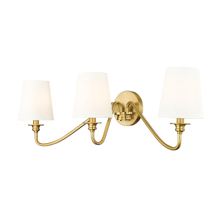 Z-Lite Gianna 3 Light Wall Sconce, Modern Gold/White - 7509-3S-MGLD