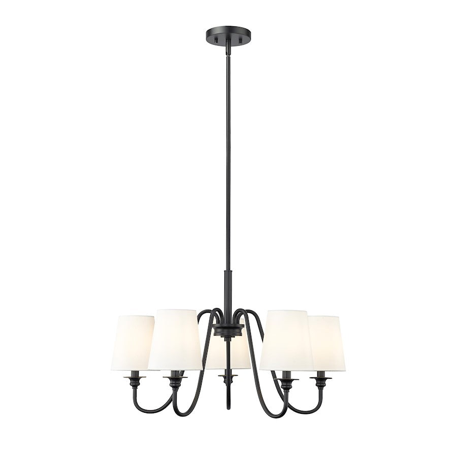 Z-Lite Gianna 5 Light Chandelier, Matte Black/White - 7509-5-26MB