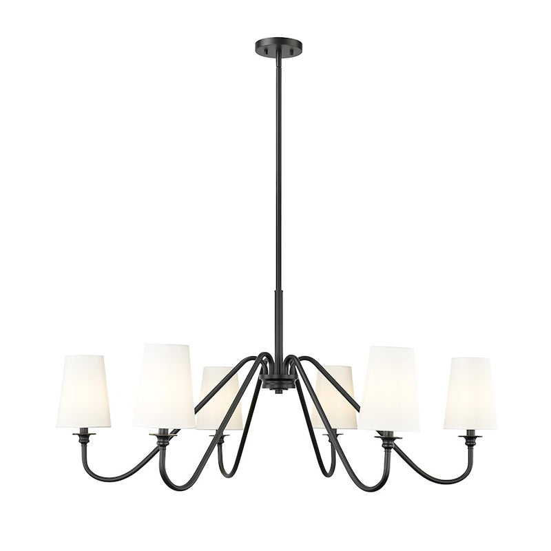 Z-Lite Gianna 6 Light 46" Chandelier, Matte Black/White - 7509-6-46MB
