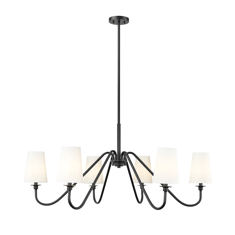 Z-Lite Gianna 6 Light 46" Chandelier, Matte Black/White - 7509-6-46MB