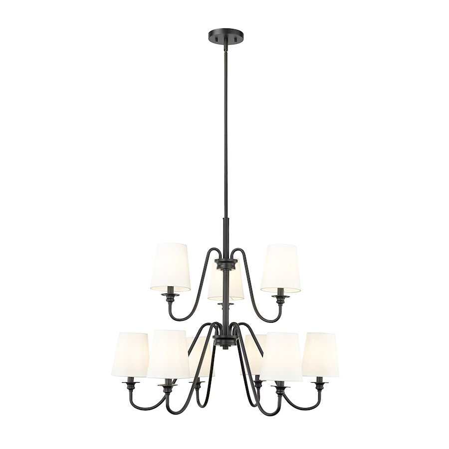 Z-Lite Gianna 9 Light 32" Chandelier, Matte Black/White - 7509-9-32MB