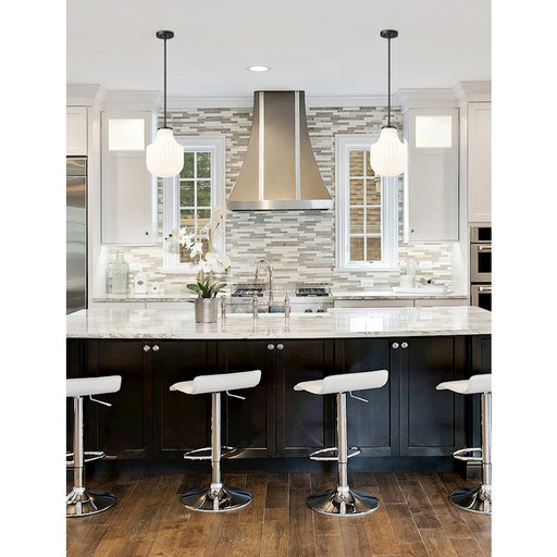 Z-Lite Newbury 1 Light 10" Pendant, Matte Black/White Opal