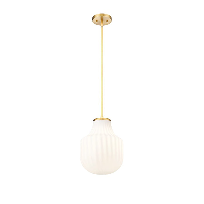 Z-Lite Newbury 1 Light 10" Pendant, Modern Gold/White Opal