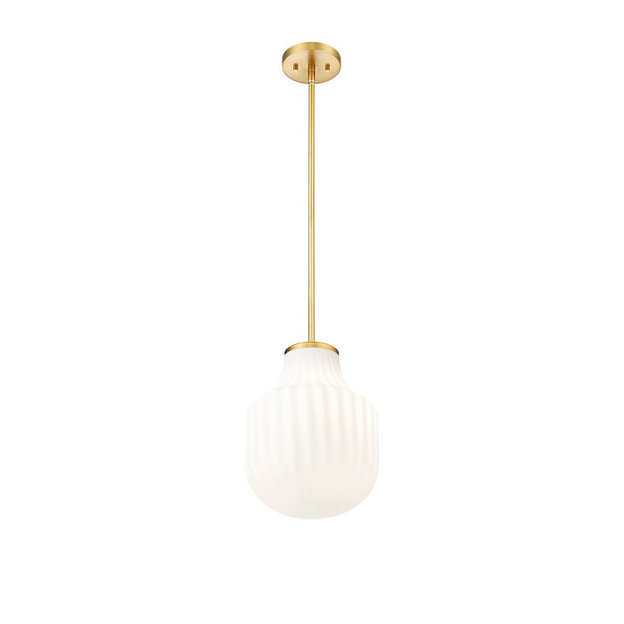 Z-Lite Newbury 1 Light 10" Pendant, Modern Gold/White Opal