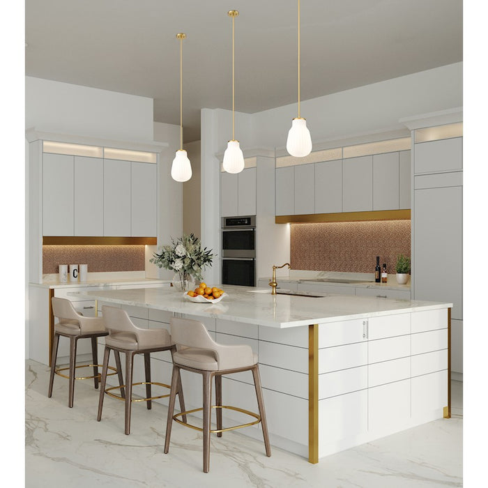 Z-Lite Newbury 1 Light 8" Pendant, Modern Gold/White Opal