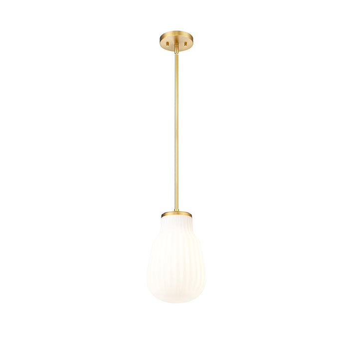 Z-Lite Newbury 1 Light 8" Pendant, Modern Gold/White Opal