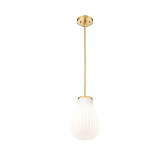 Z-Lite Newbury 1 Light 8" Pendant, Modern Gold/White Opal