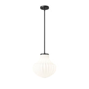 Z-Lite Newbury 1 Light 13" Pendant, Matte Black/White Opal - 7512P13-MB