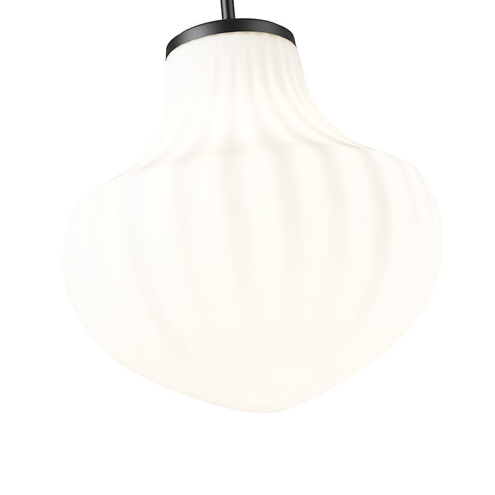 Z-Lite Newbury 1 Light 13" Pendant, Matte Black/White Opal