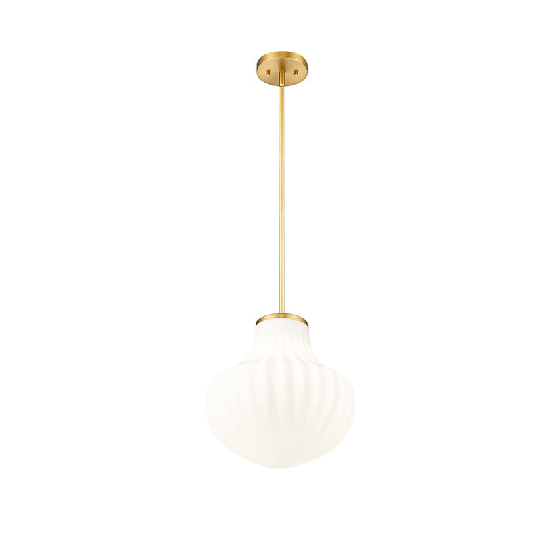 Z-Lite Newbury 1 Light 13" Pendant, Modern Gold/White Opal