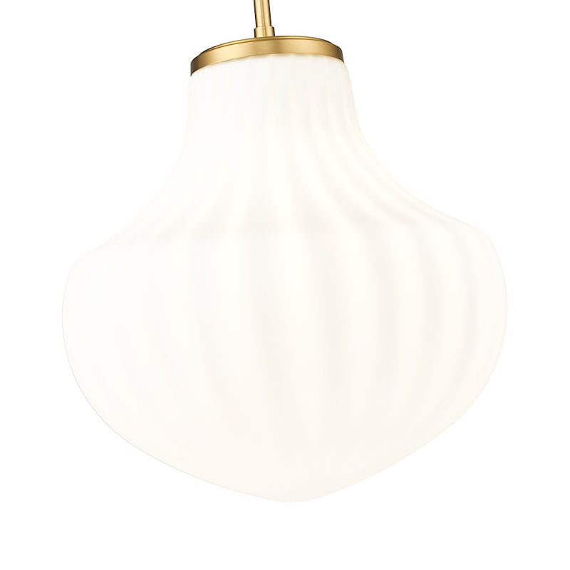 Z-Lite Newbury 1 Light 13" Pendant, Modern Gold/White Opal