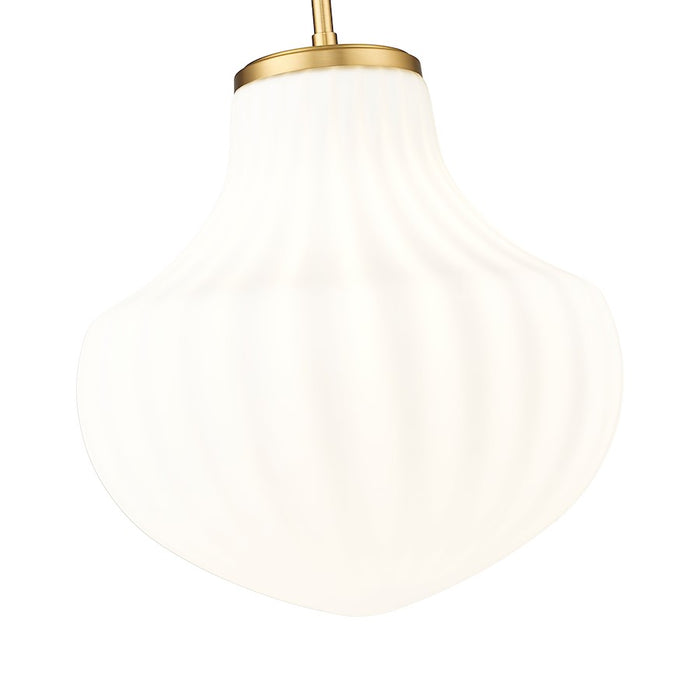 Z-Lite Newbury 1 Light 13" Pendant, Modern Gold/White Opal