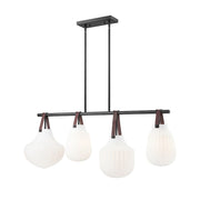 Z-Lite Newbury 4Lt 13" Linear Chandelier, Matte Black/White Opal - 7513-4L-MB