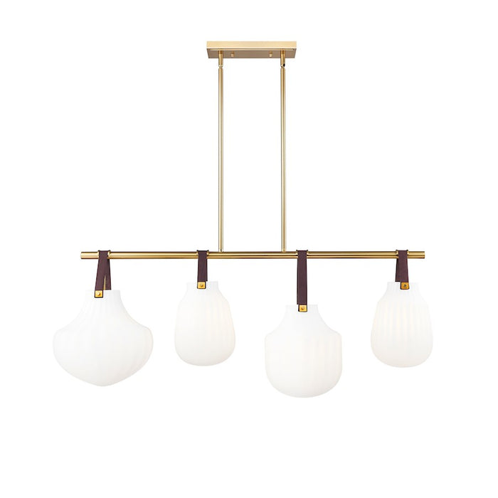 Z-Lite Newbury 4Lt 13" Linear Chandelier, Modern Gold/White Opal