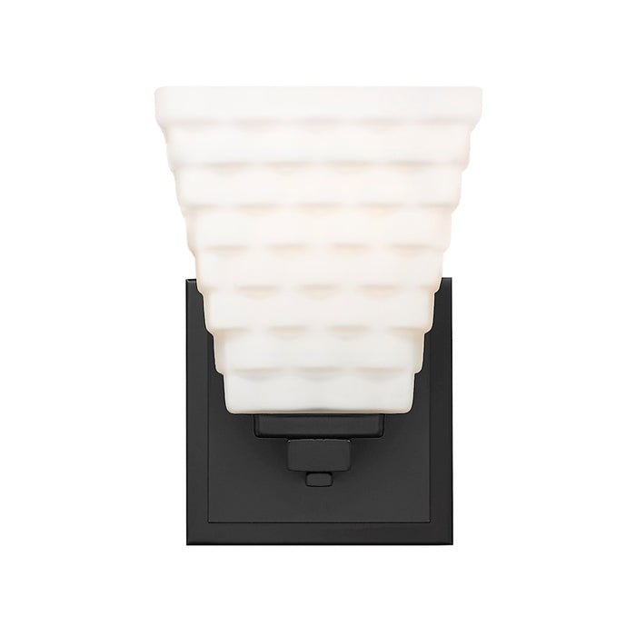 Z-Lite Annalise 1 Light Wall Sconce, Matte Black/Matte Opal