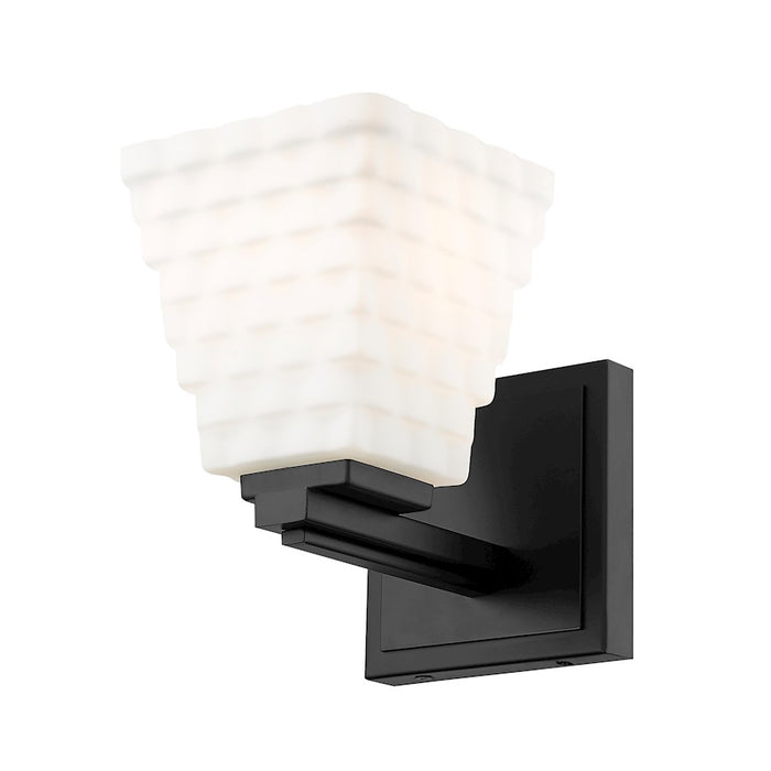 Z-Lite Annalise 1 Light Wall Sconce, Matte Black/Matte Opal
