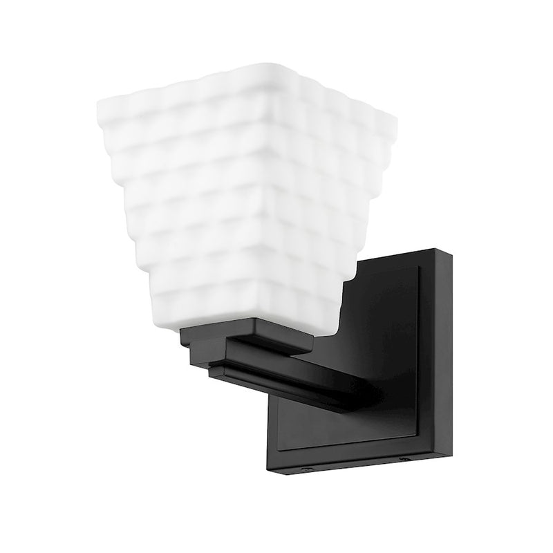 Z-Lite Annalise 1 Light Wall Sconce, Matte Black/Matte Opal
