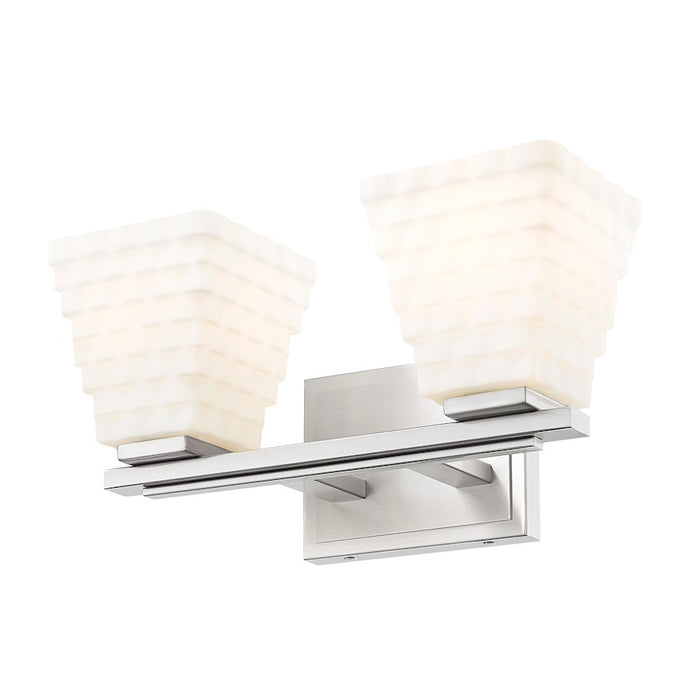 Z-Lite Annalise 2 Light Vanity, Brushed Nickel/Matte Opal