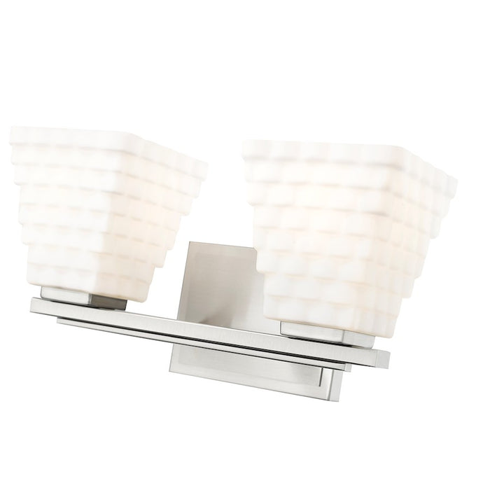 Z-Lite Annalise 2 Light Vanity, Brushed Nickel/Matte Opal