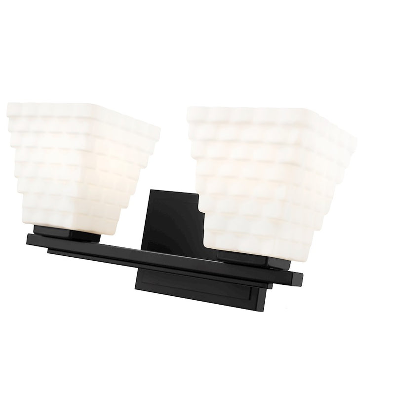 Z-Lite Annalise 2 Light Vanity, Matte Black/Matte Opal