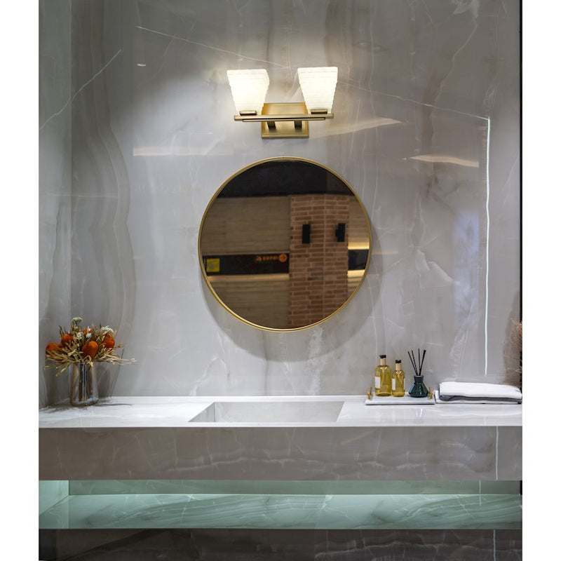 Z-Lite Annalise 2 Light Vanity, Modern Gold/Matte Opal