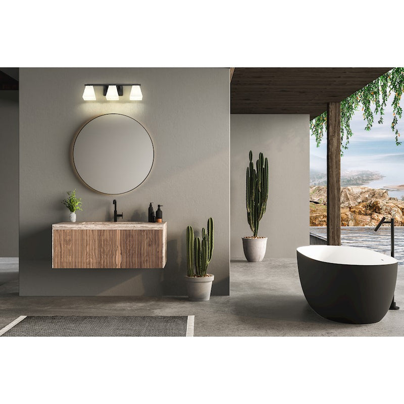 Z-Lite Annalise 3 Light Vanity, Matte Black/Matte Opal