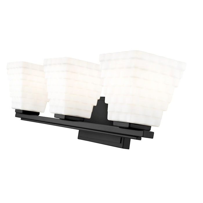 Z-Lite Annalise 3 Light Vanity, Matte Black/Matte Opal
