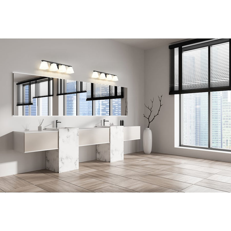 Z-Lite Annalise 4 Light Vanity, Matte Black/Matte Opal