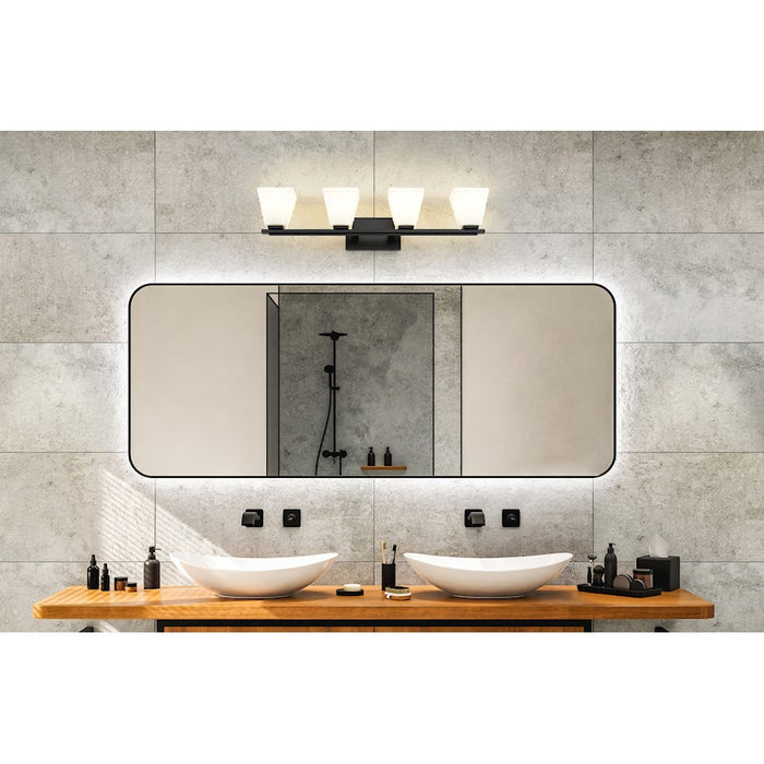 Z-Lite Annalise 4 Light Vanity, Matte Black/Matte Opal