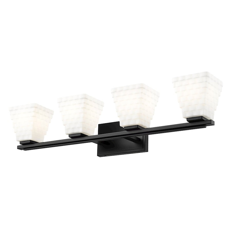 Z-Lite Annalise 4 Light Vanity, Matte Black/Matte Opal